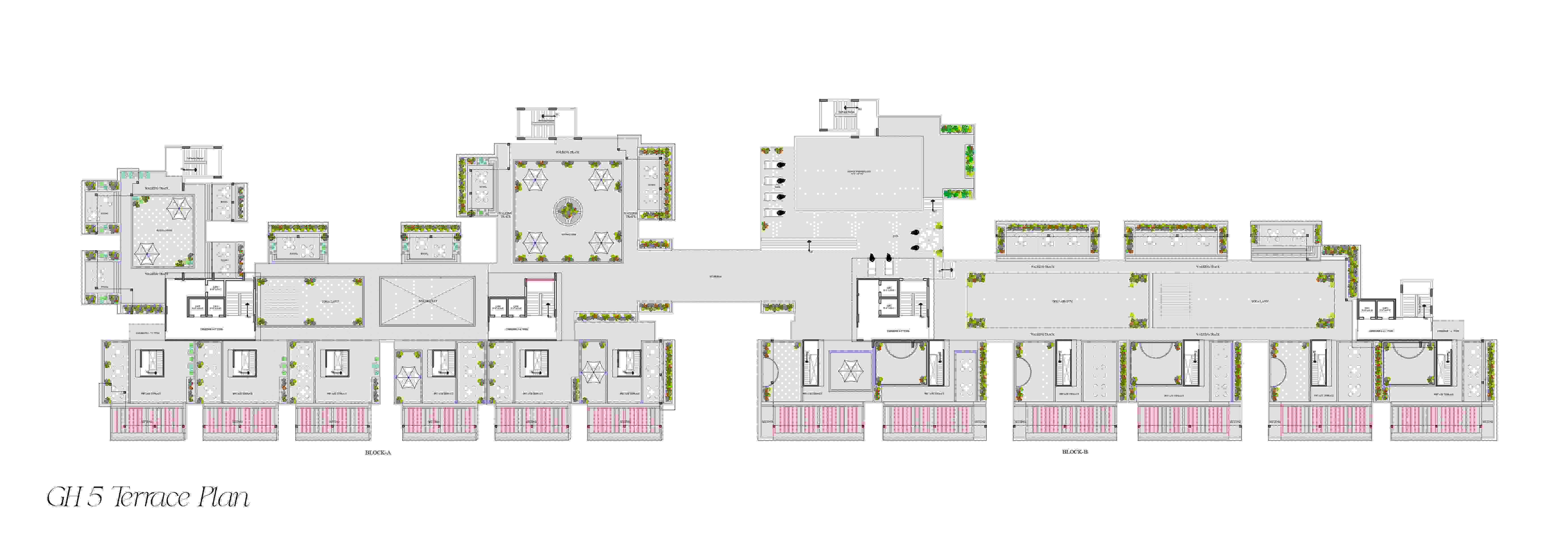 Rooftop terrace architectural layout plan for Gulmohar Heights